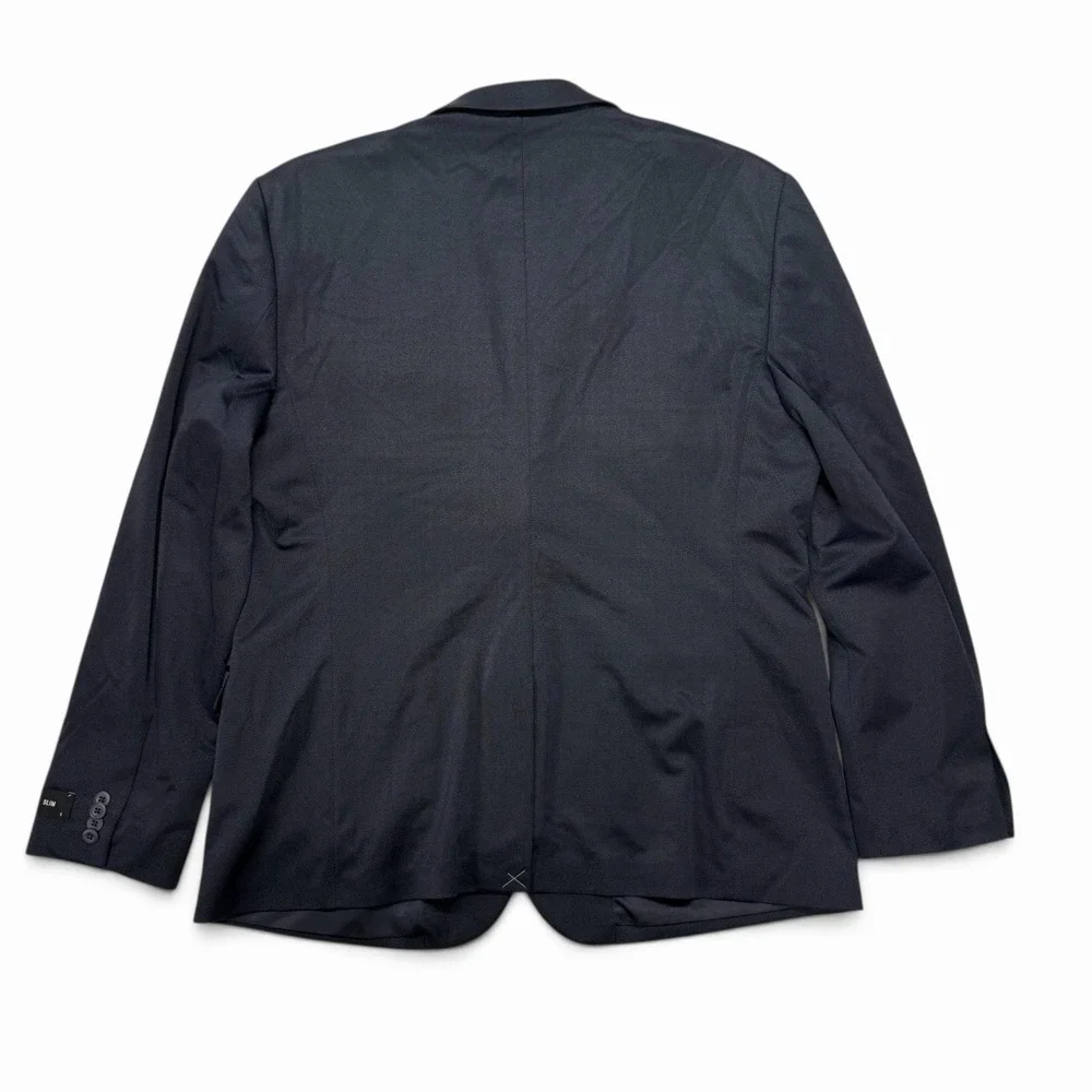 Express Mens Slim Fit Blazer 46R Navy Blue Micro Pattern Two Button Jacket NWT